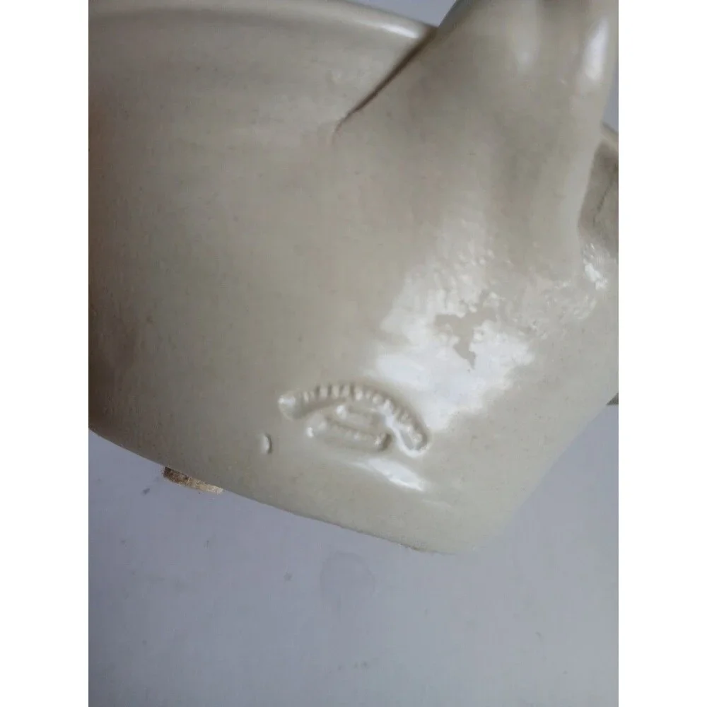 Vtg Williamsburg Pottery Salt Glazed Blue Stencil  Crock Candlestick Holder